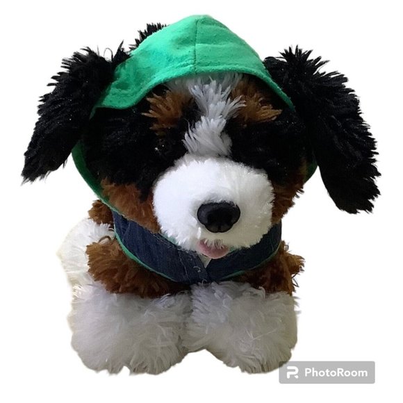 BAB Promise Pets Bernese Mountain  12" Plush Dog Collar Blue Jean Jacket Hood - Picture 2 of 12